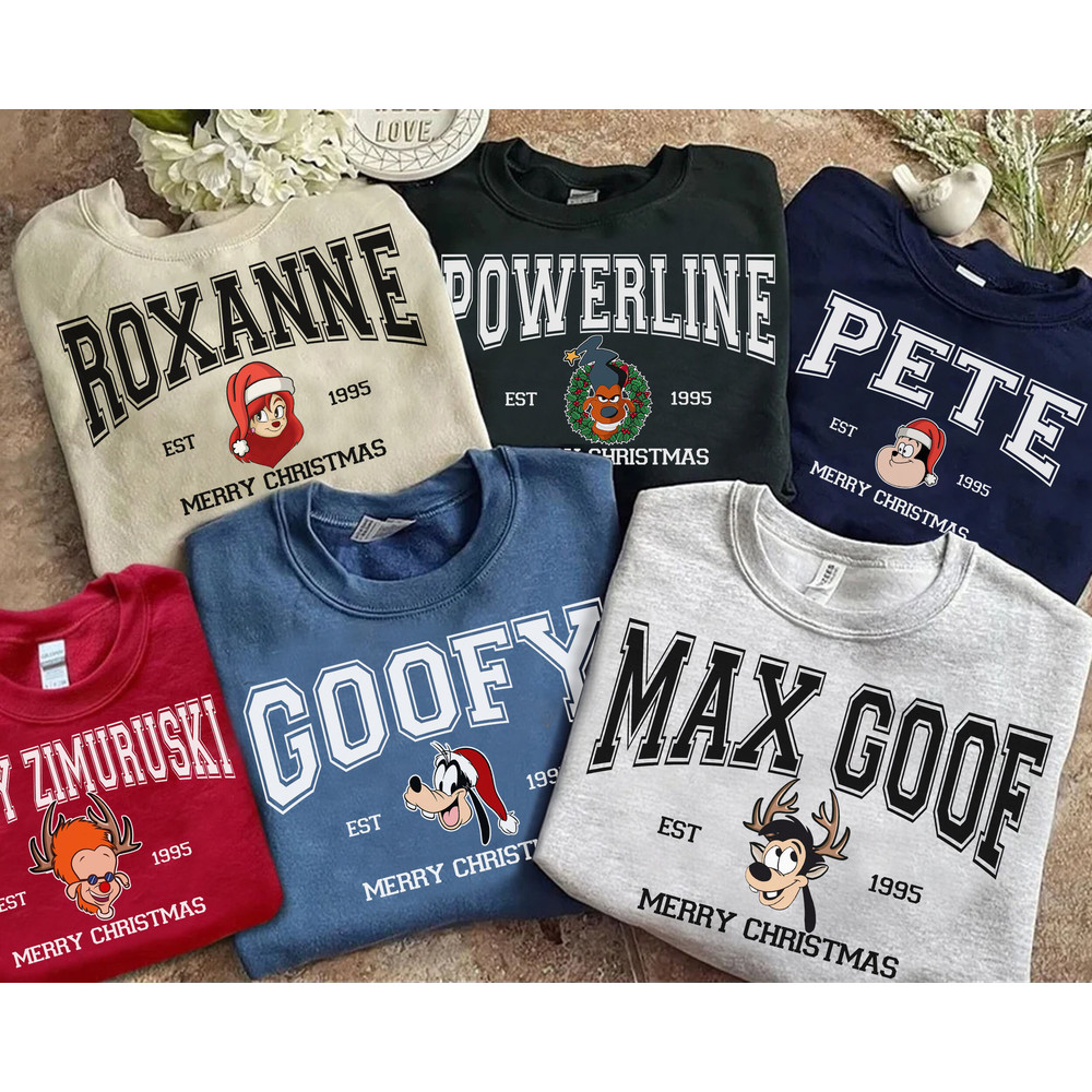 Vintage A Goofy Movie Characters Group Christmas Sweatshirt, Disney Mickey's Very Merry Xmas T-Shirt, Disneyland Holiday Vacation Trip Gift.jpg