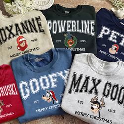 vintage a goofy movie characters group christmas sweatshirt, disney mickeys very merry xm