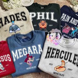vintage disney hercules all characters group custom retro shirt, disney hades megara phil