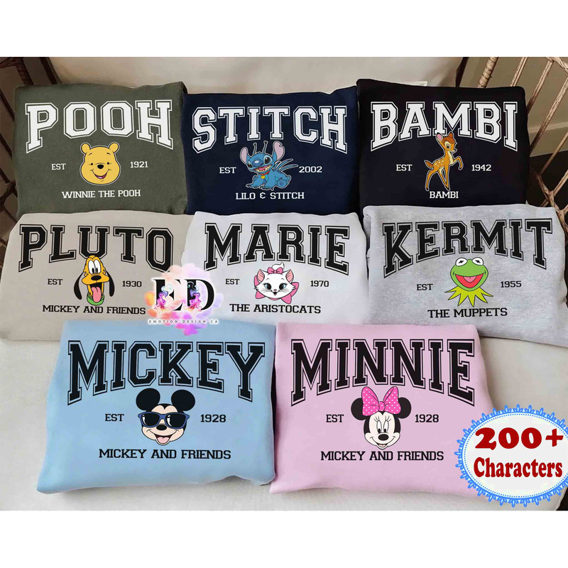 Vintage Disney Mickey and Friends Characters Custom Sweatshirt, WDW Magic Kingdom Unisex T-shirt Family Birthday Gift Adult Kid Toddler Tee.jpg