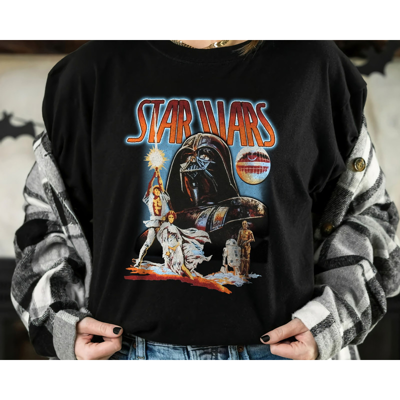 Vintage Star Wars Graphic Darth Vader Leia Luke Skywalker Shirt, Galaxy's Edge, Unisex T-shirt Family Birthday Gift Adult Kid Toddler Tee.jpg