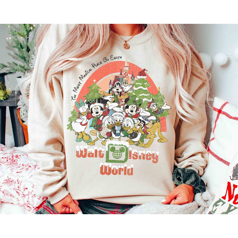 Vintage Walt Disney World Christmas Sweater, Mickey And Friends Xmas Lights Tee, Mickey's Very Merry Party 2024 Disneyland Vacation Gift.jpg