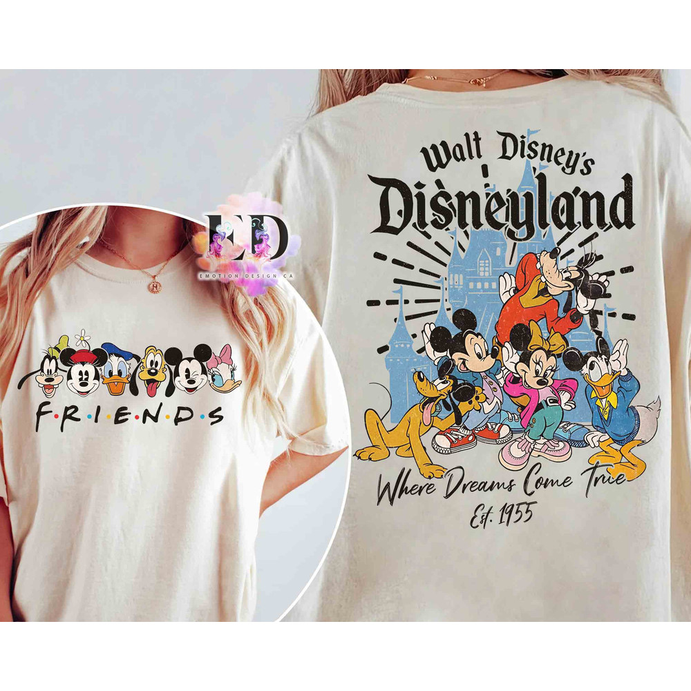 Vintage Walt Disney's Disneyland Est 1955 Where Dreams Come True T-shirt, Retro Disney Castle Mickey And Friends Tee, Family Vacation Gift.jpg