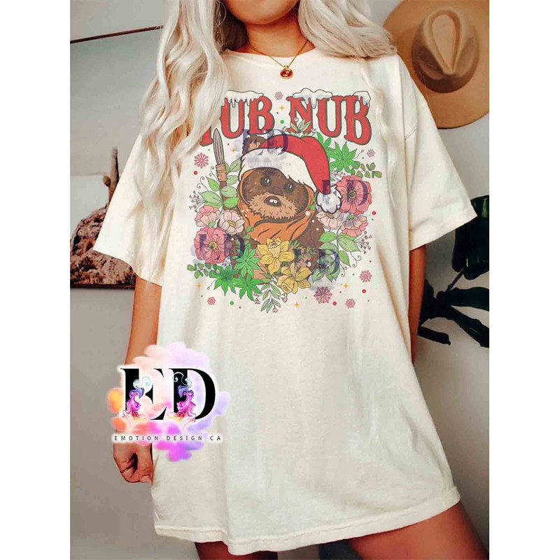 Wicket Ewok Endor Nub Nub Floral Christmas Retro T-shirt, Funny Star Wars Characters Xmas Tee, Disneyland Vacation Party Trip Holiday Gift.jpg