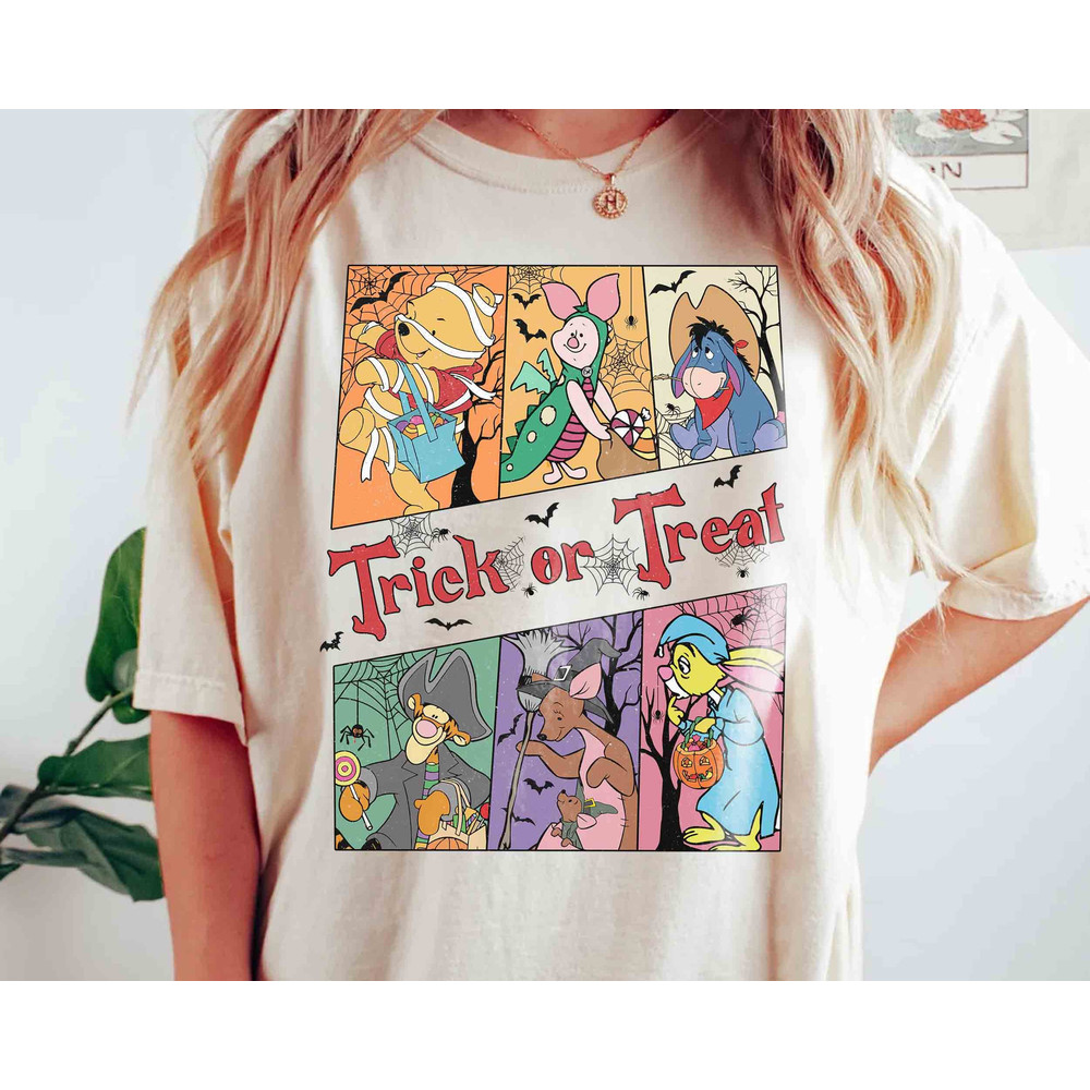 Winnie The Pooh Group Costume Halloween Trick Or Treat Shirt, Mickey's Not So Scary Party Family Matching Tee, Disneyland Vacation Trip Gift.jpg