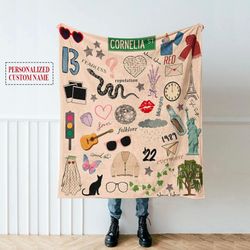 custom taylor album tour 2024 swiftie blanket, eras tour fleece blanket, taylor quilt, christma