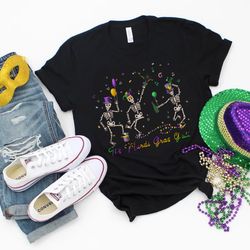 funny mardi gras shirt, colorful dancing skeletons shirt, dancing skeleton sweatshirt, nola swe