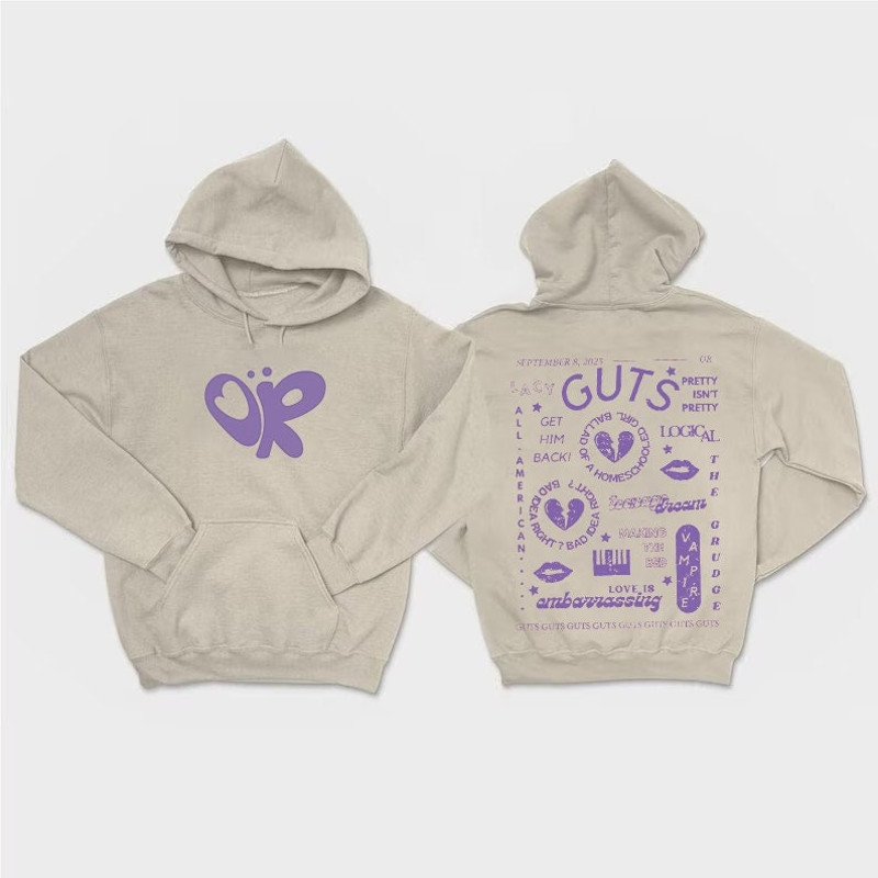 Olivia Guts Tour Track List Aesthetic Sweatshirt, Olivia Rodrigo Guts Shirt, Album Tracklist Tee, Olivia Rodrigo Merch, Teenager Girl Gifts.jpg