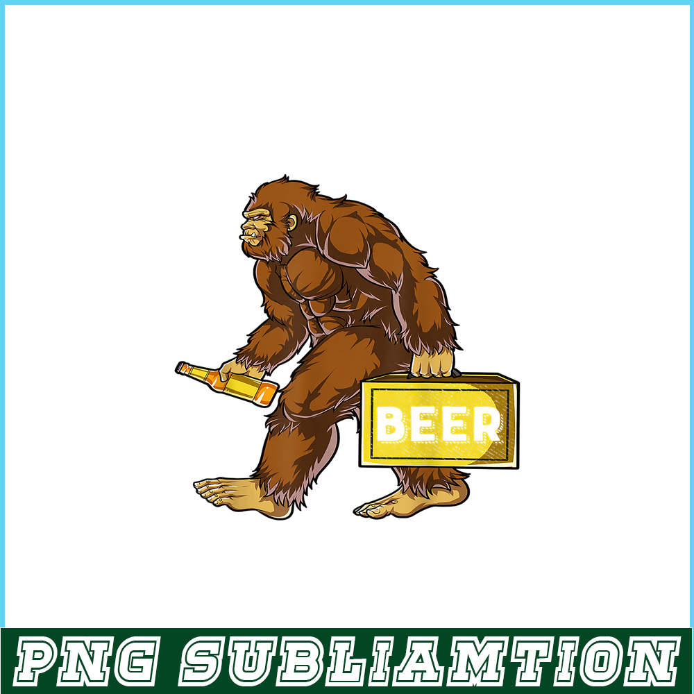 BEER28102312-Bigfoot with Beer PNG funny Sasquatch PNG Drinking Party PNG.png