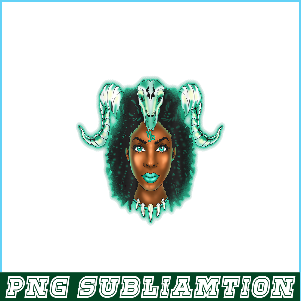 CPB28102347-Capricorn Zodiac PNG Black Girl PNG Magic Astrology Melanin PNG.png