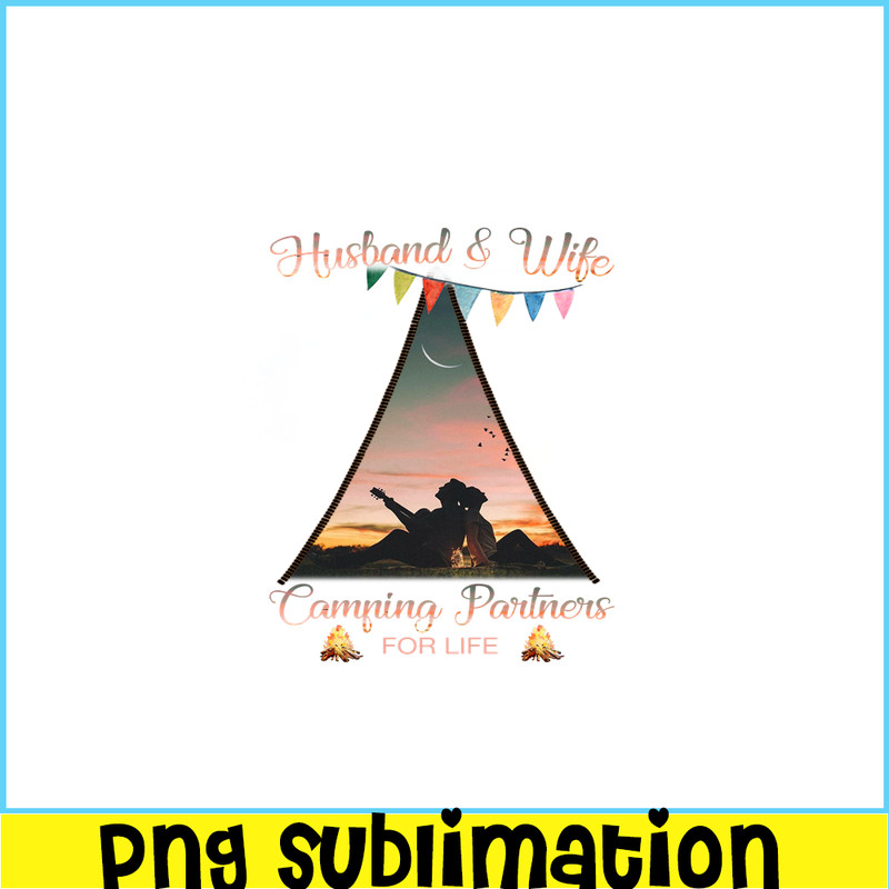 CAMP07112359-Husband And Wife Camping Partner For Life PNG Camping PNG Hut Opened The Scene Of The Couple Sitting At Night PNG.png