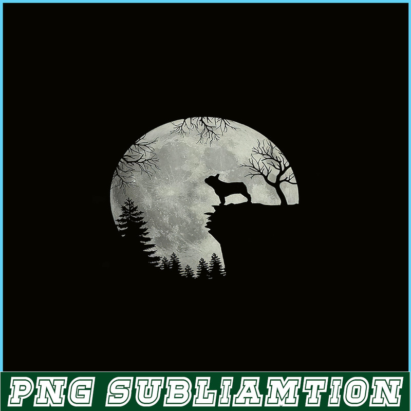 HL16102345-French Bulldog Dog And Moon PNG, Halloween Bulldog PNG, Bulldog Mascot PNG.png