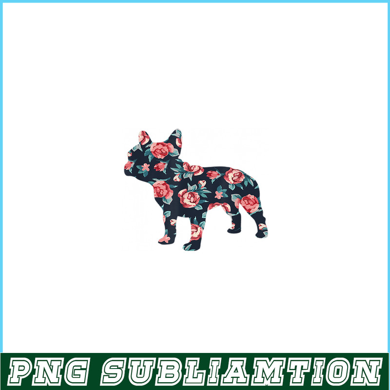HL16102361-French Bulldog Graphic Roses PNG, Floral Frenchie Dog PNG, Bulldog Mascot PNG.png
