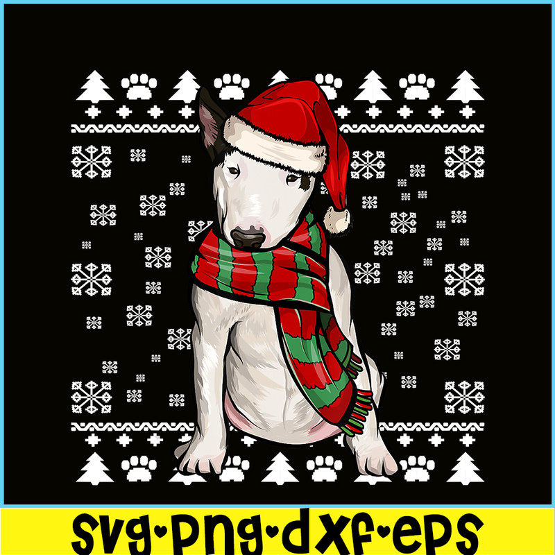 PNG141023112-Bull Terrier Dog Santa Hat Xmas Ugly Christmas T-Shirt Png.png