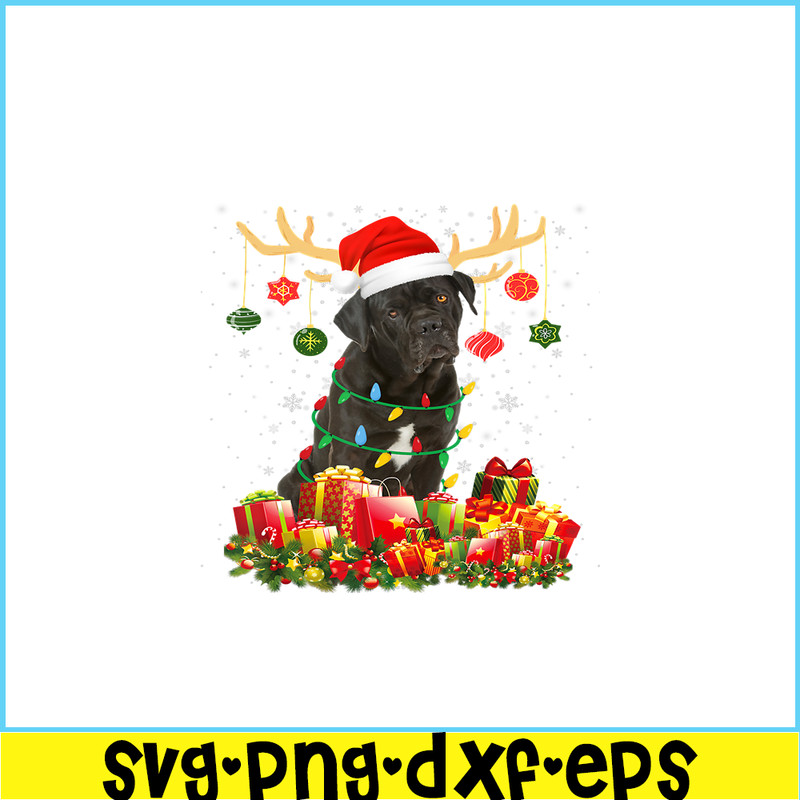 PNG1410231163-Cane Corso Dog Reindeer Santa Hat Christmas Light Xmas T-Shirt Png.png