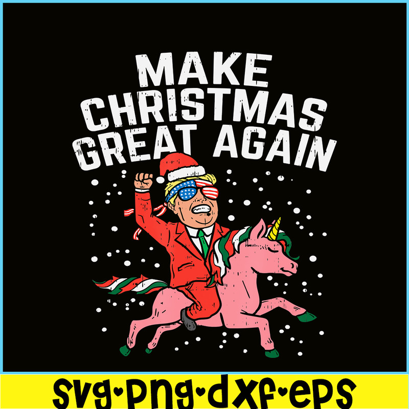 PNG14102364-Make Christmas Great Again Santa Trump Unicorn US Xmas Gift T-Shirt Png.png