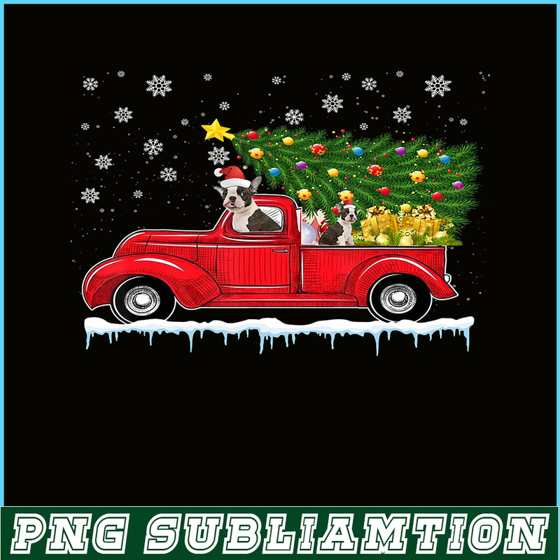 PNG141023105-Boston Terrier Red Car Truck Christmas Tree Santa Xmas Dog T-Shirt Png.png