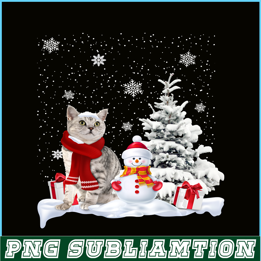 PNG141023118-Cat In Snow Winter Christmas Santa Hat X-mas Kitten Gift Long Sleeve T-Shirt Png.png