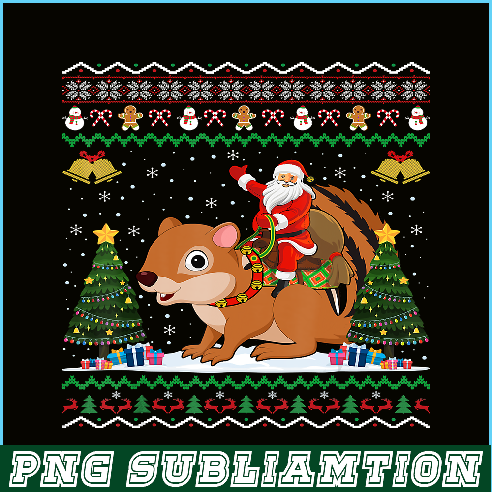 PNG141023132-Chipmunk Ugly Xmas Gift Santa Riding Chipmunk Christmas T-Shirt Png.png