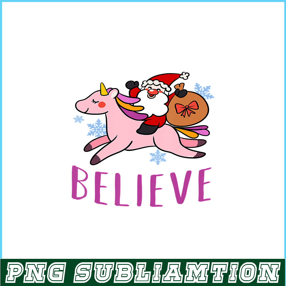 PNG14102366-Unicorn Christmas Believe Cute Santa Unicorn Xmas Girls T-Shirt Png.png