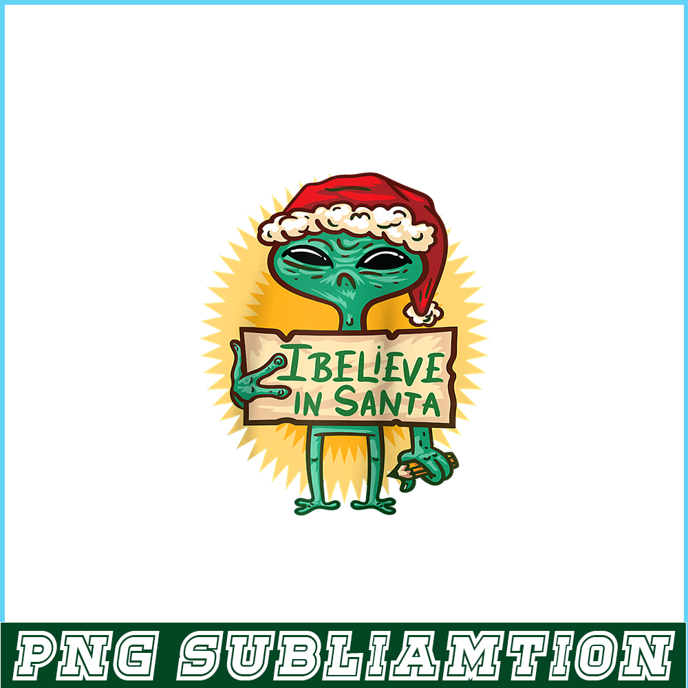 PNG14102373-Alien Santa Hat I Believe In Santa Ugly Christmas Xmas Raglan Baseball Tee Png.png