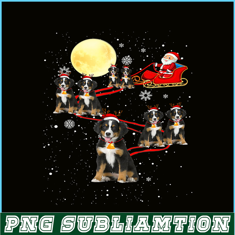 PNG14102396-Bernese Mountain Dog Santa Sleigh Reindeer Christmas Xmas T-Shirt Png.png