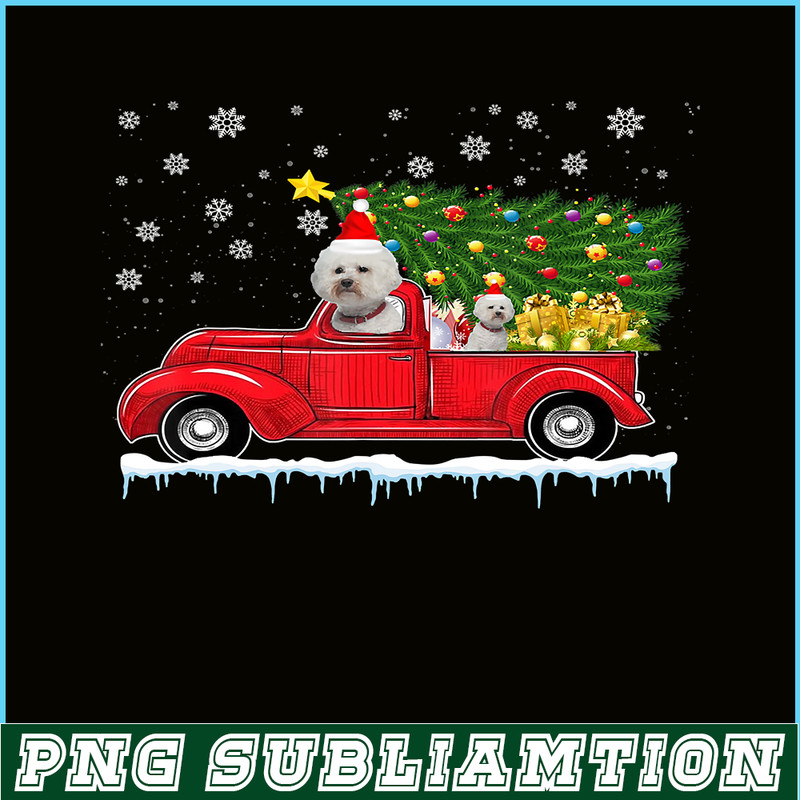 PNG14102397-Bichon Frise Red Car Truck Christmas Tree Santa Xmas Dog T-Shirt Png.png