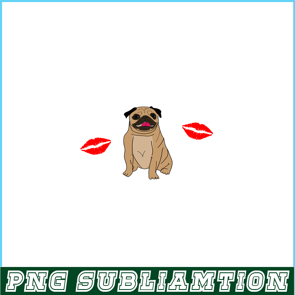 VLT21102347-Pug And Kisses PNG, Animal Valentine PNG, Valentine Holidays PNG.png
