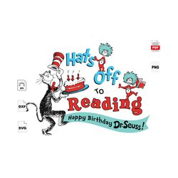 hats off to reading, dr seuss svg, reading day svg, read svg, reading svg, love reading svg, book svg, book lovers, dr s