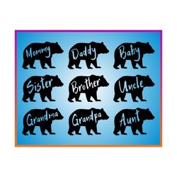 bear family svg, family svg, mommy bear svg, daddy bear svg, baby bear svg, sister bear svg, brother bear svg, uncle bea