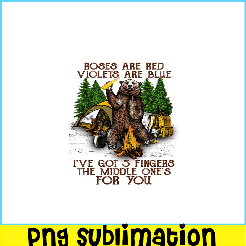 CAMP07112381-The Middle One's For You PNG Camping PNG Bear Holds A Beer PNG.png