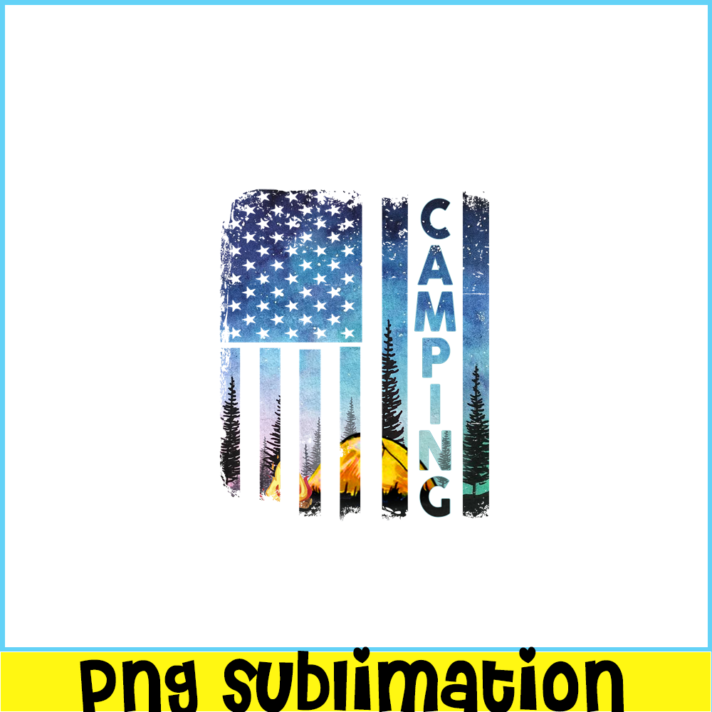 CAMP07112384-Us Flag PNG Camping PNG Design An American Flag With A Camping Scene PNG.png