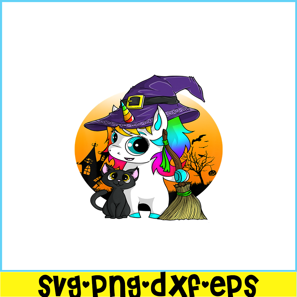 PNG14102369-Unicorn Witch Halloween Black Cat Orange Moon Graphic T-Shirt Png.png