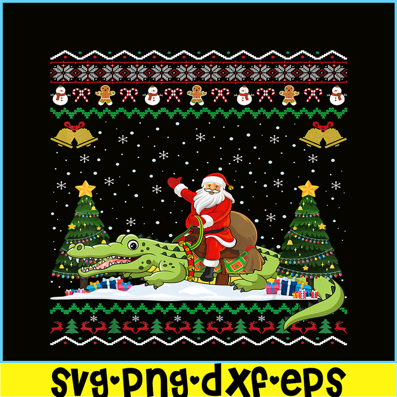 PNG14102374-Alligator Ugly Xmas Gift Santa Riding Alligator Christmas T-Shirt Png.png