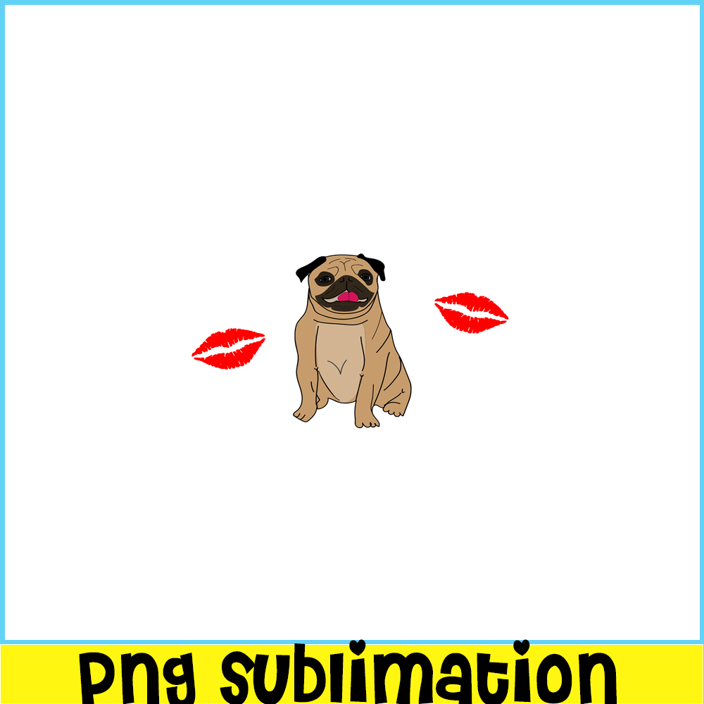 VLT21102347-Pug And Kisses PNG, Animal Valentine PNG, Valentine Holidays PNG.png