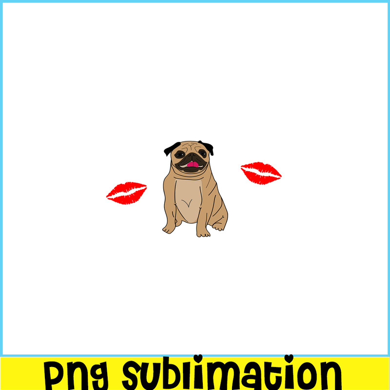 VLT21102347-Pug And Kisses PNG, Animal Valentine PNG, Valentine Holidays PNG.png