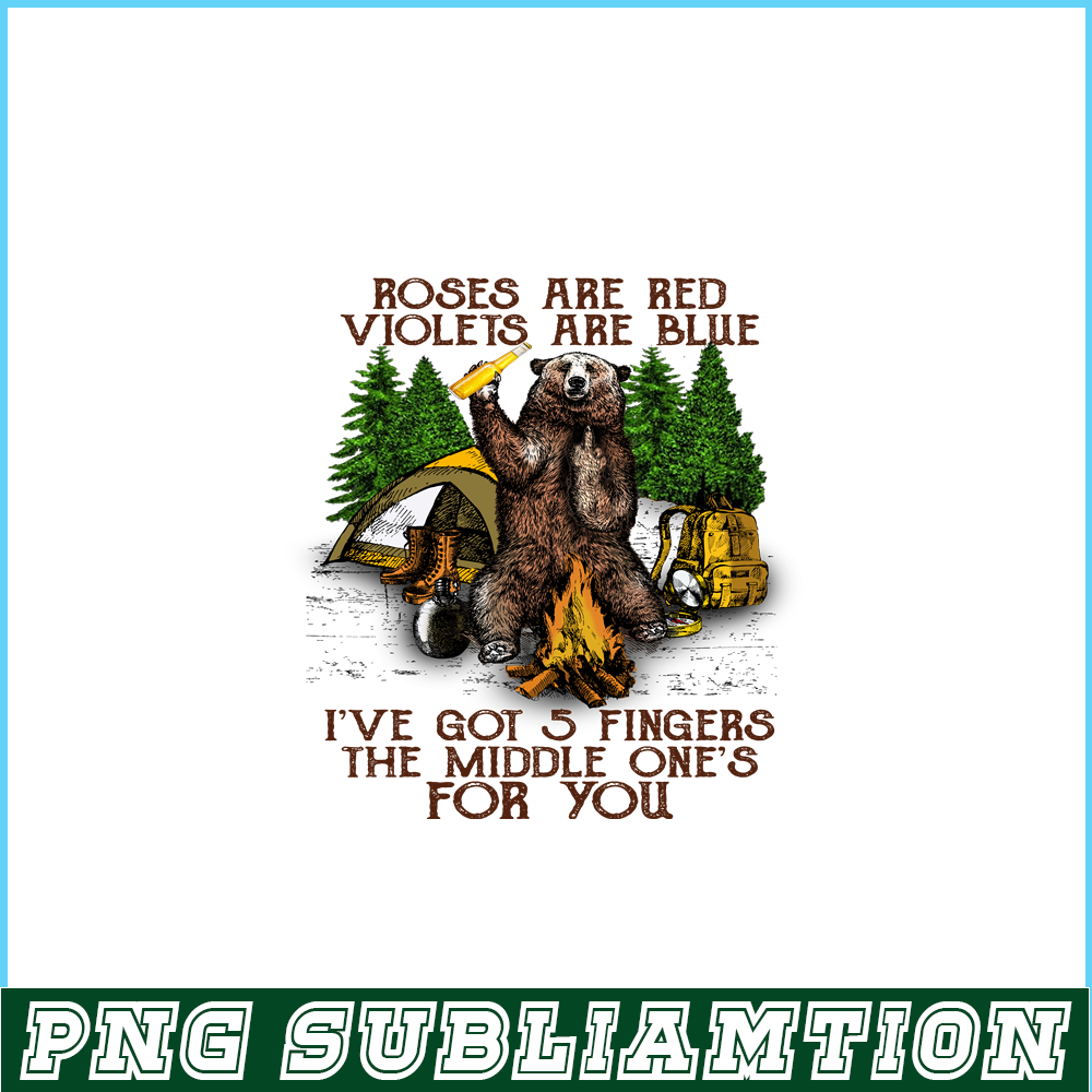 CAMP07112381-The Middle One's For You PNG Camping PNG Bear Holds A Beer PNG.png