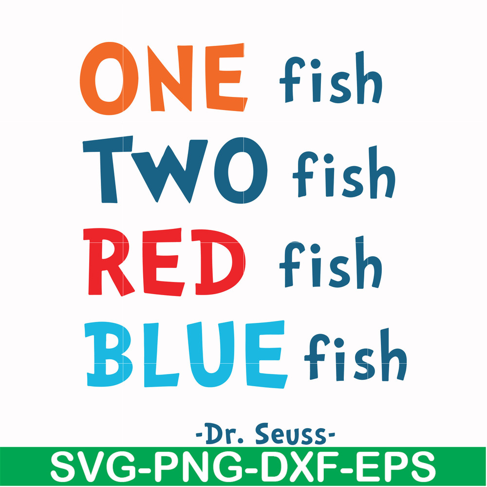 DR00089-One fish two fish red fish blue fish svg, png, dxf, eps file DR00089.jpg