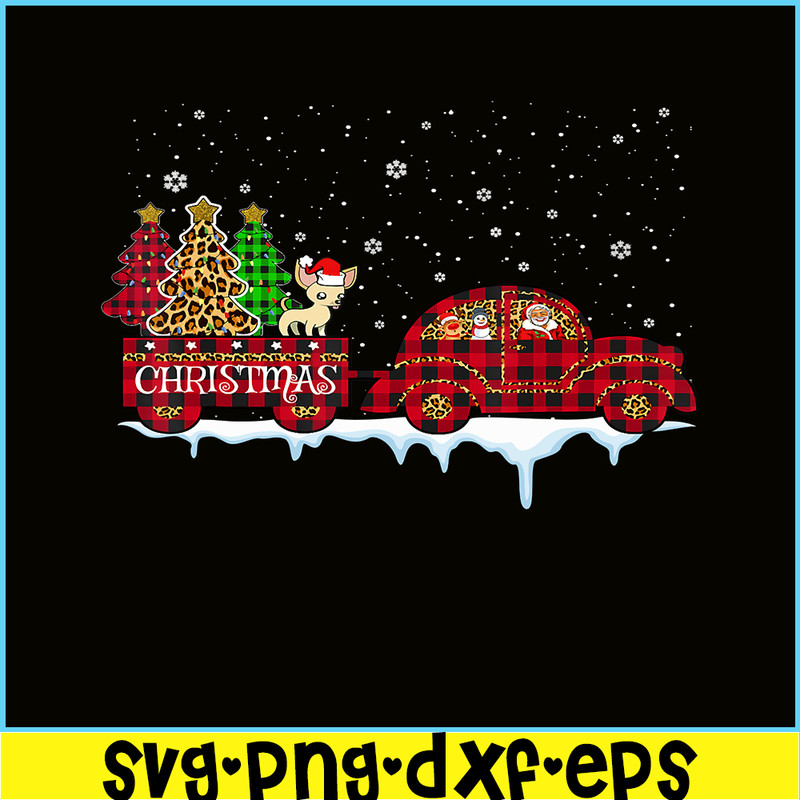 PNG141023129-Chihuahua Dog Christmas Red Plaid Truck Santa Xmas Tree T-Shirt Png.png