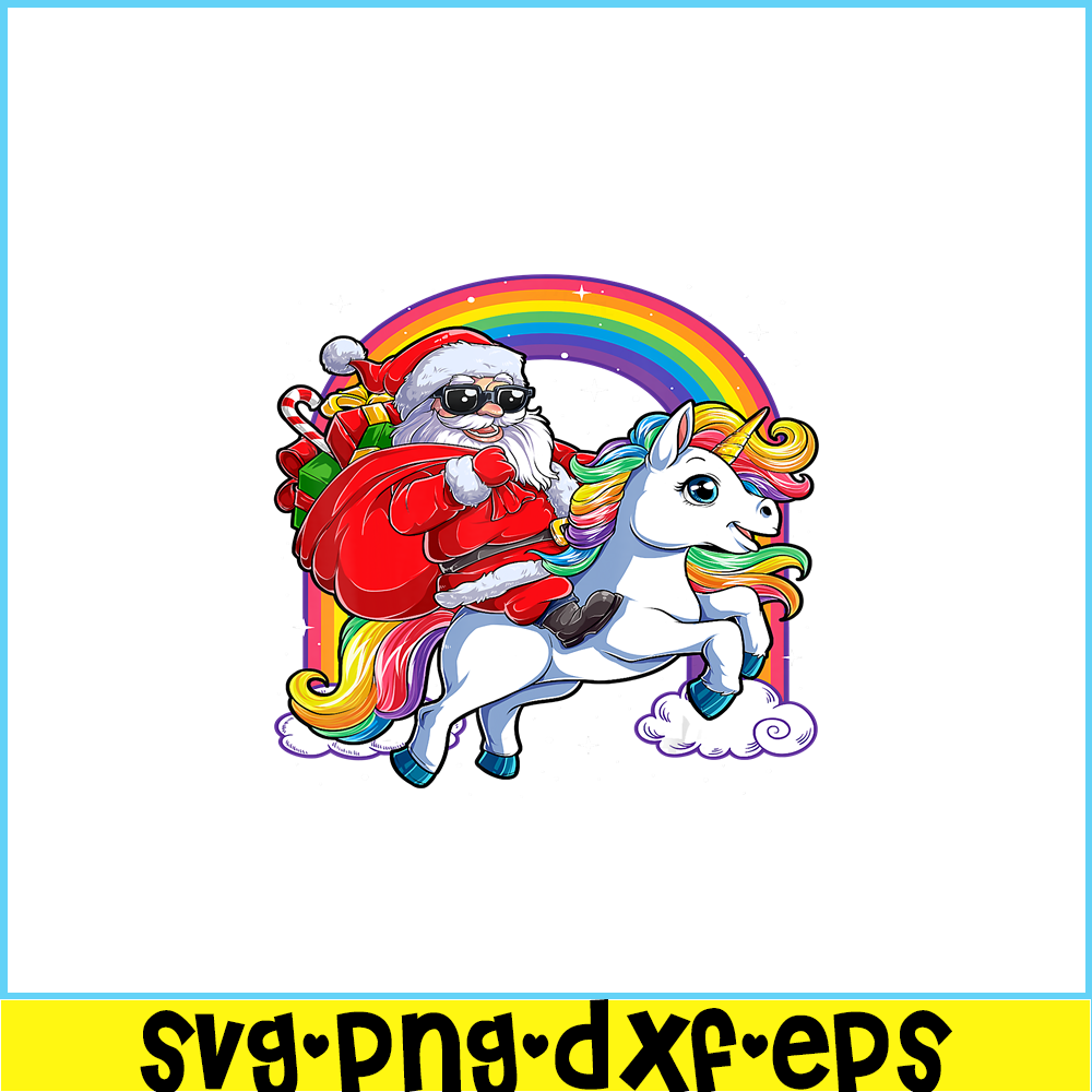 PNG14102349-Christmas Santa Riding Unicorn Xmas Gifts Girls Kids Women T-Shirt Png.png
