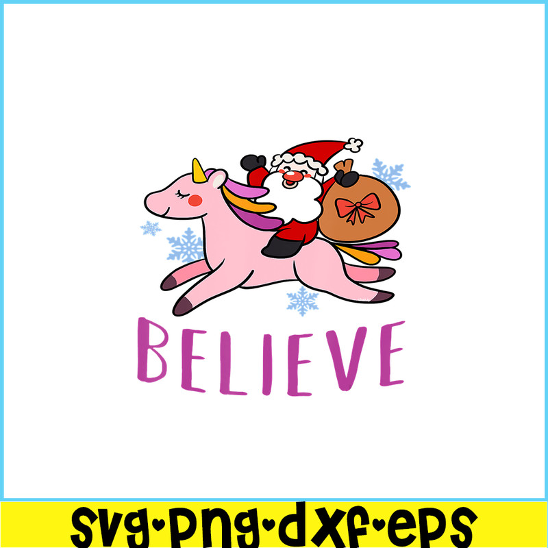PNG14102366-Unicorn Christmas Believe Cute Santa Unicorn Xmas Girls T-Shirt Png.png