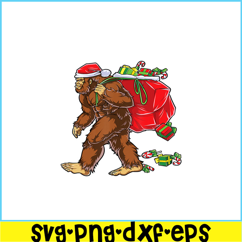 PNG14102398-Bigfoot Santa Carrying Christmas Bag Xmas Hat Sasquatch Men T-Shirt Png.png