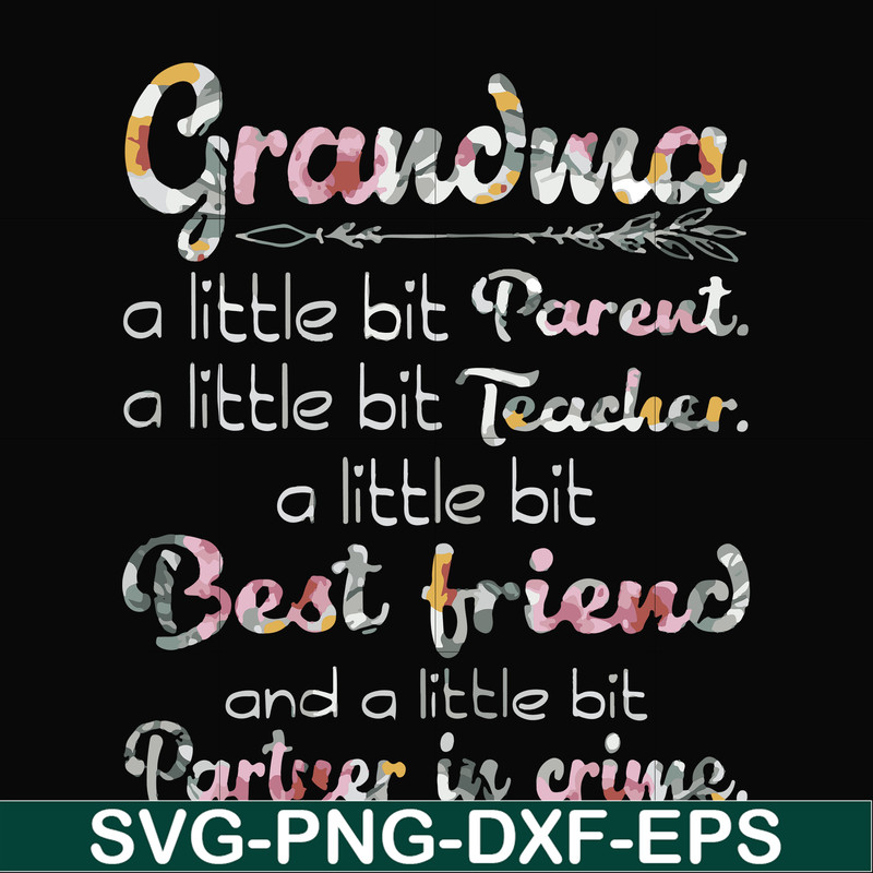 FN000460-Grandma a little bit Parent a little bit teacher a little bit best friend and a little bit partner in crime svg, png, dxf, eps file FN000460.jpg