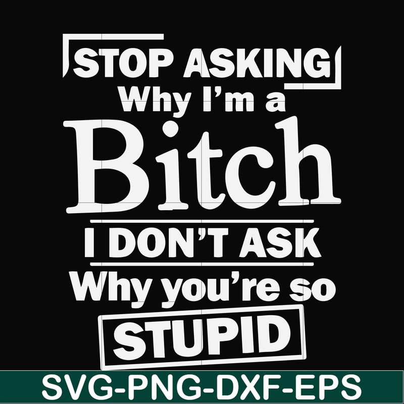 FN000463-Stop asking why I'm a bitch I don't ask why you're so stupid svg, png, dxf, eps file FN000463.jpg