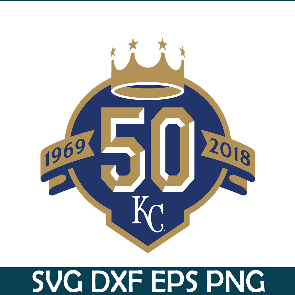 MLB01122394-KC Royals Black 50 Years Logo SVG, Major League Baseball SVG, MLB Lovers SVG MLB01122394.png