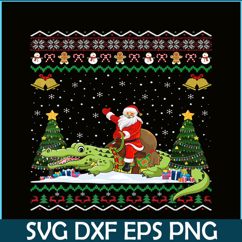PNG14102374-Alligator Ugly Xmas Gift Santa Riding Alligator Christmas T-Shirt Png.png