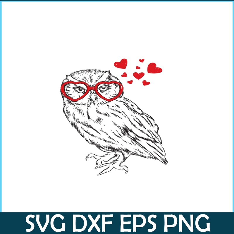 VLT21102341-Owl With Sunglasses PNG, Funny Valentine PNG, Valentine Holidays PNG.png