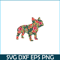 HL16102351-French Bulldog Flower PNG, Floral Frenchie Dog Silhouette PNG, Bulldog Mascot PNG.png