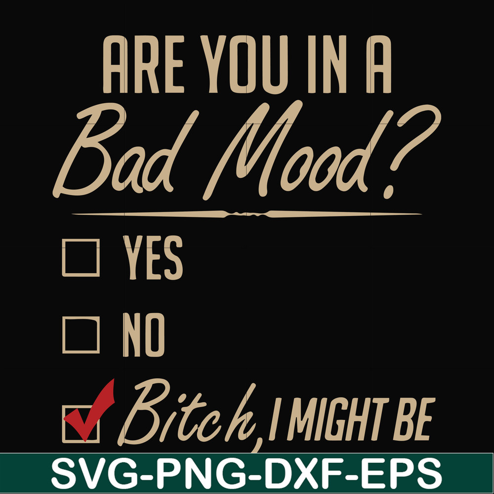 FN000468-Are you in a bad mood yes no Bitch I might be svg, png, dxf, eps file FN000468.jpg