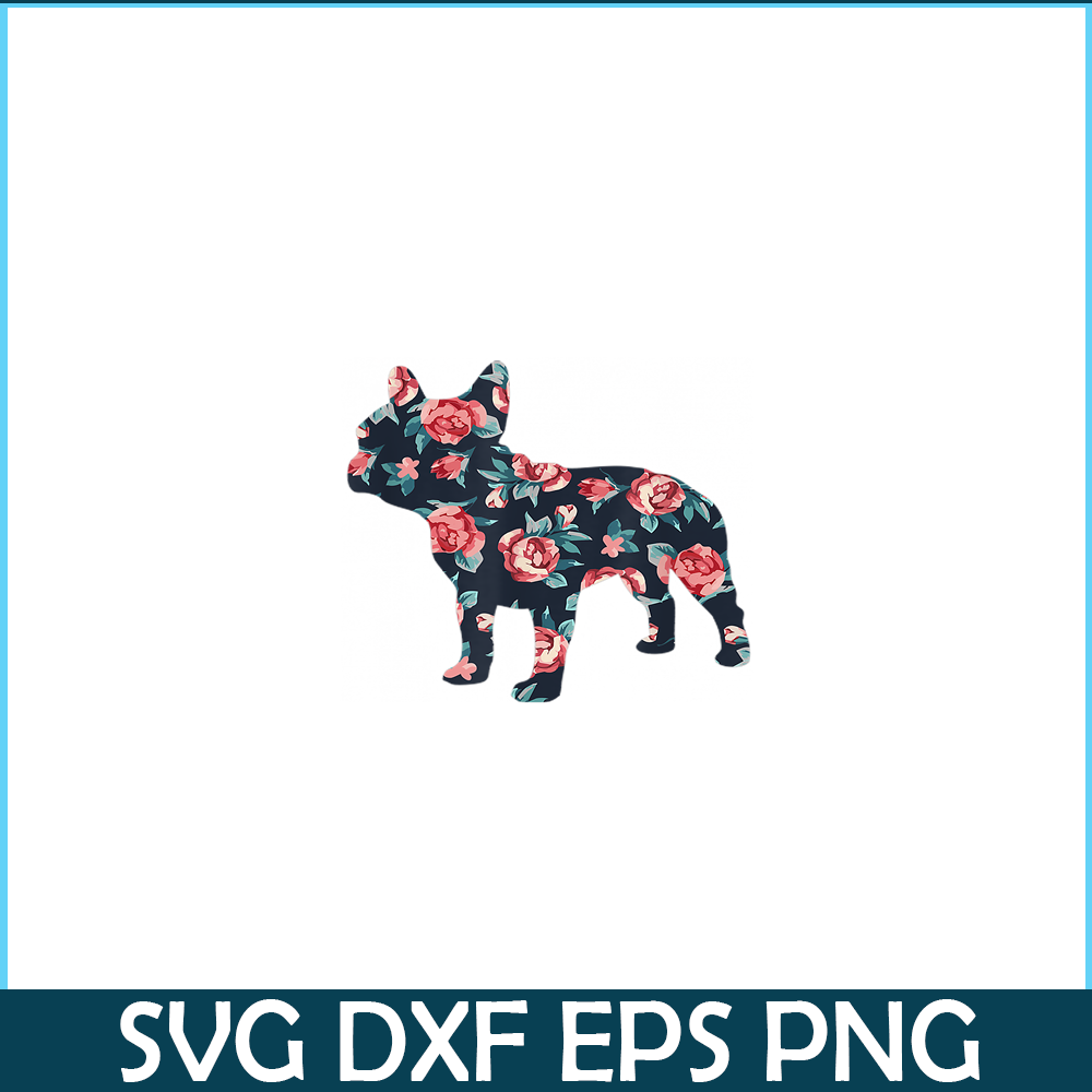 HL16102361-French Bulldog Graphic Roses PNG, Floral Frenchie Dog PNG, Bulldog Mascot PNG.png